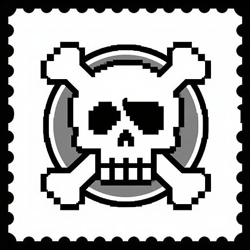 Bitcoin Skull Pixel Art Stamp