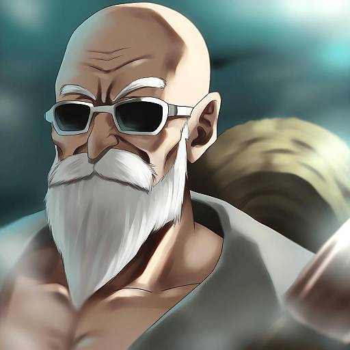 Illustration of Muten roushi, dragon ball in the style of Parsley-f