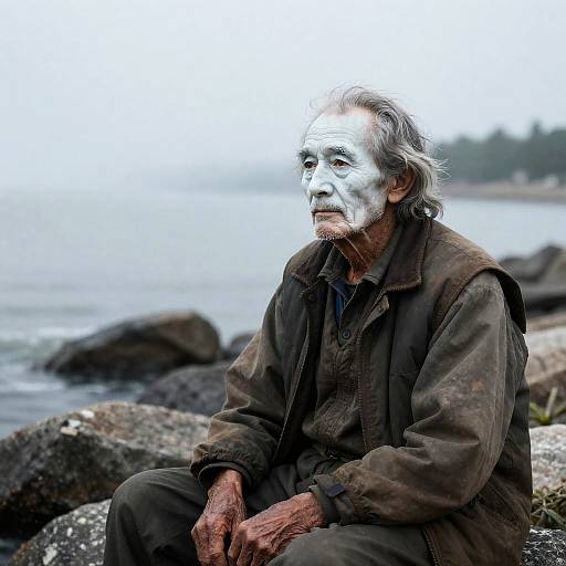Long-Exposure Portrait of Solemn Fisherman