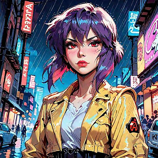 Cyberpunk Anime Girl in Neon City