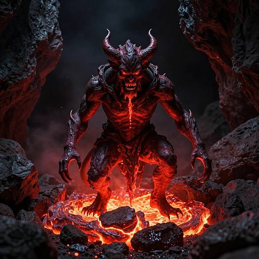 Photorealistic Lava Demon Emergence