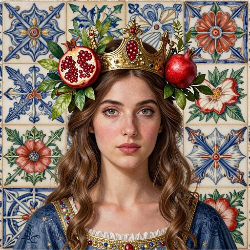 Regal Woman with Pomegranate Crown
