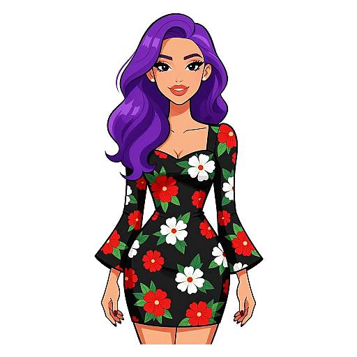 Romantic Woman in Floral Mini Dress