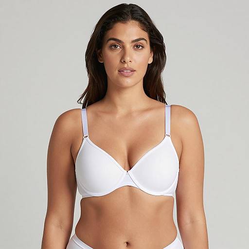 Woman Wearing White Underwire Bra