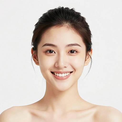 Minimalist Portrait of Smiling Chinese Face