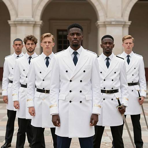 Diverse Group of Men in Courtyard