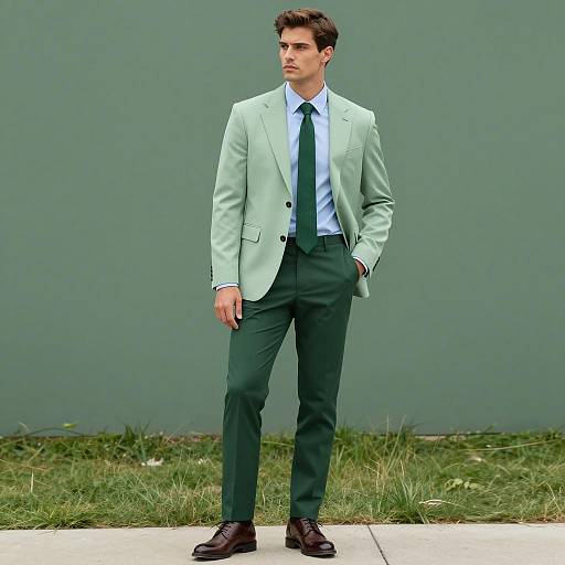 Stylish Green Suit Man in a Modern World