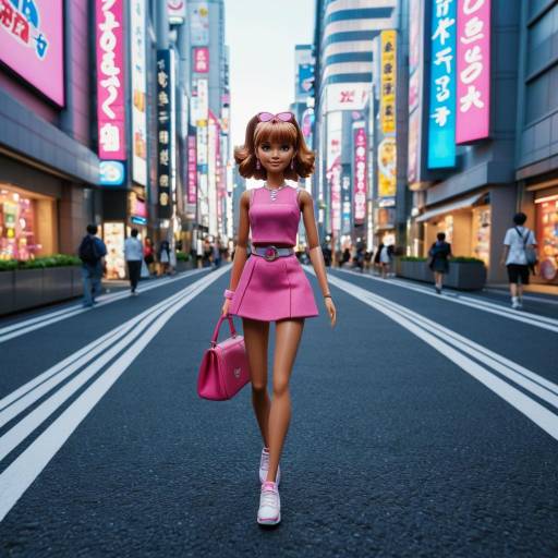 Fashionable Barbie Doll Walking in Tokyo Street