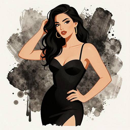 Erotic Woman Cartoon in Expressionism Neo-noir