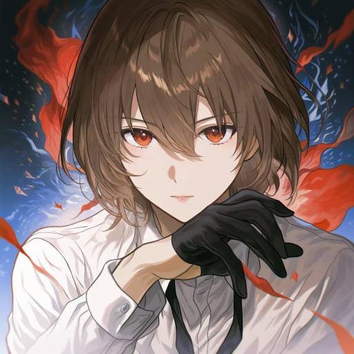 Illustration of Akechi gorou, persona in the style of Saya (mychristian2)