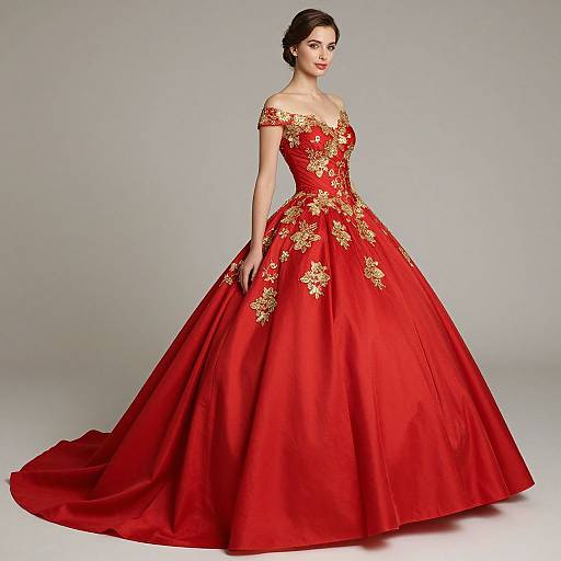 Elegant Luxurious Red Ball Gown