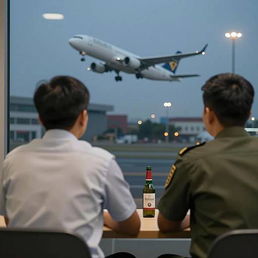 Men at Airport with Dim Lighting