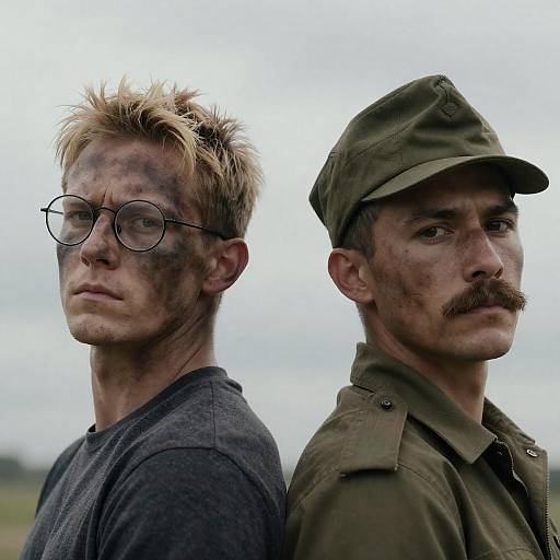 Portrait of Two Rugged Men Back-to-Back