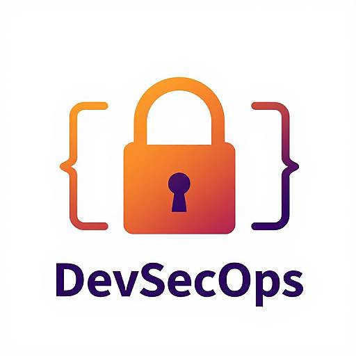 Digital logo with gradient orange-yellow lock icon, bracket symbols on either side, and 