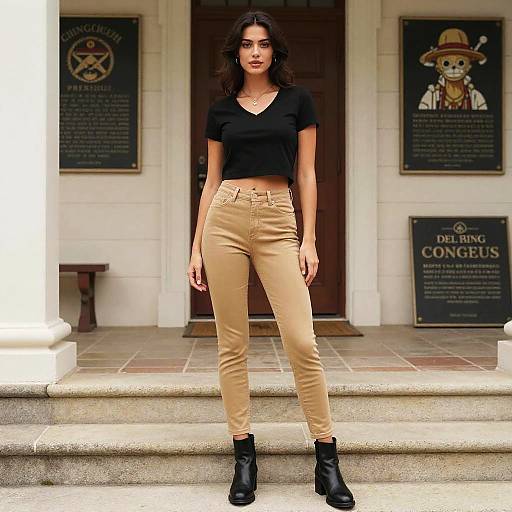 Casual Chic Woman on Courthouse Steps