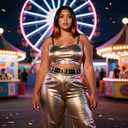 Neon Carnival Plus-Size Fashion Portrait