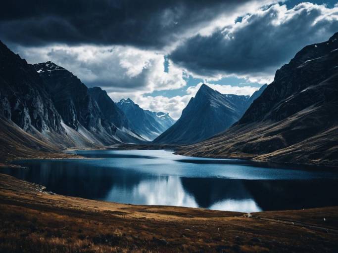 Majestic Mountain Lake Valley