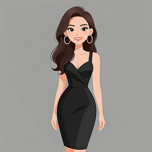 Chic Woman in Elegant Black Dress