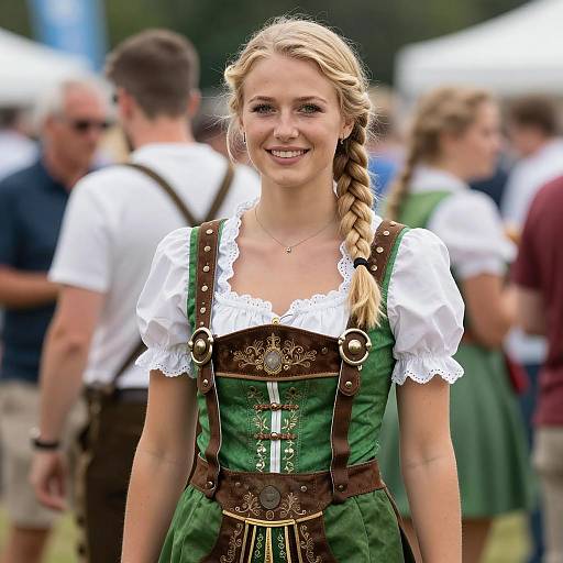 Charming Bavarian Woman in Lederhosen