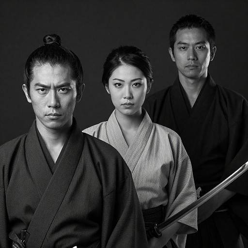 Dramatic Black-and-White Japanese Portrait