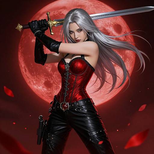 Dark Fantasy Warrior Woman Illustration