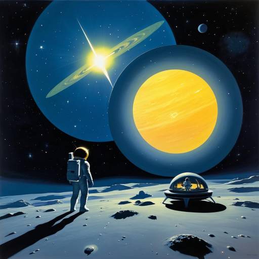 Astronaut Meets Alien Under Glowing Stars