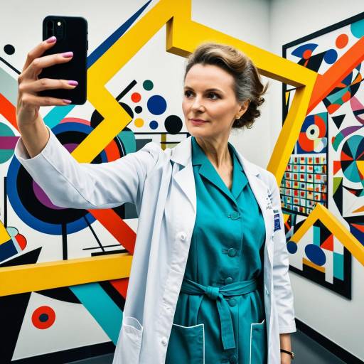 Scientist Taking Selfie in Vibrant Modern Art Gallery