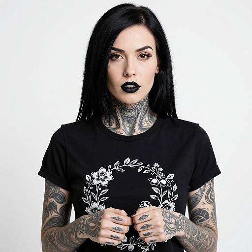Gothic Woman with Intricate Tattoos