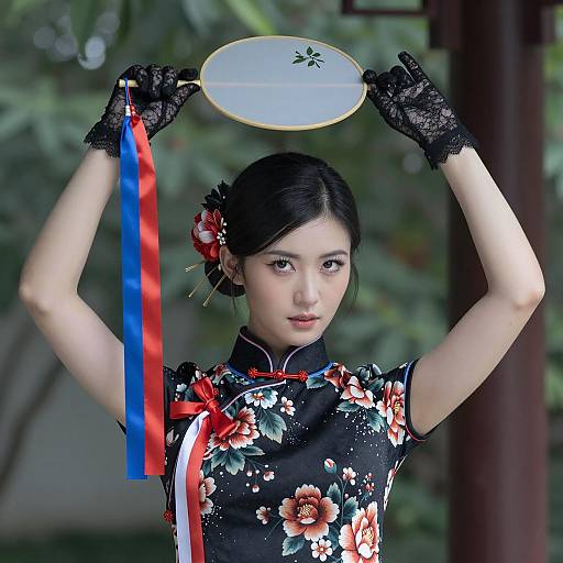 Elegant Asian Woman in Traditional Attire