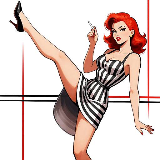Bold Comic-Style Retro Woman Pose