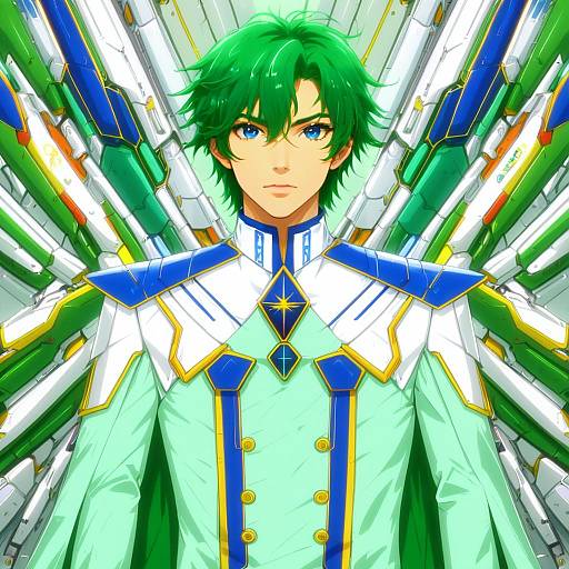 Illustration of Allelujah haptism, gundam in the style of Fagi (kakikaki)