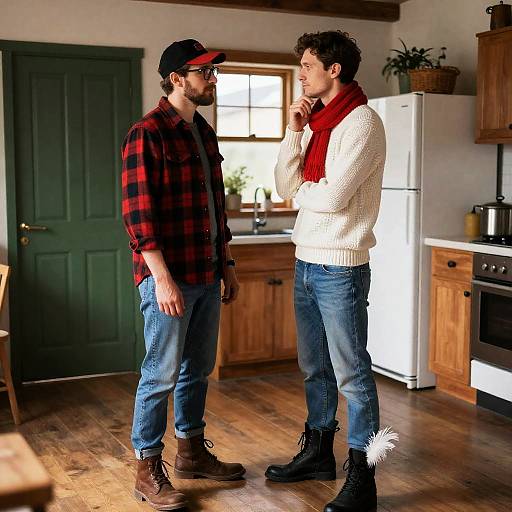 Rustic Kitchen Portrait of Two Friends