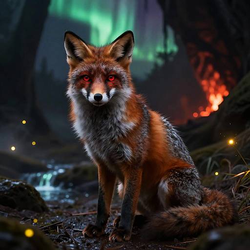 Feral Fluffy Fox in Mystical Cave