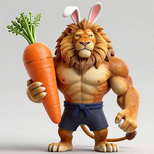 Martial Arts Lion Warrior with Bunny Ears