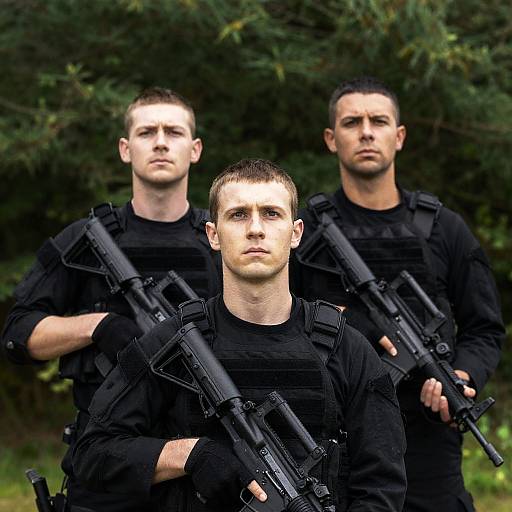 Intense Tactical Duo in Green Foliage