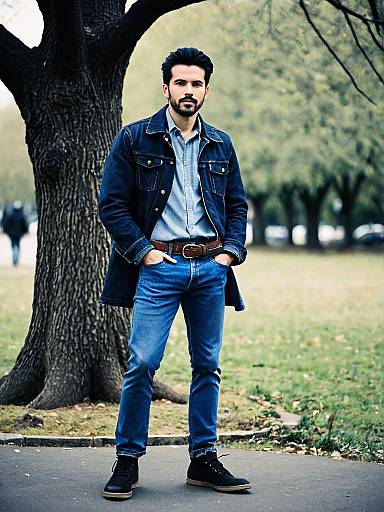 Stylish Solo Male in Denim Jacket