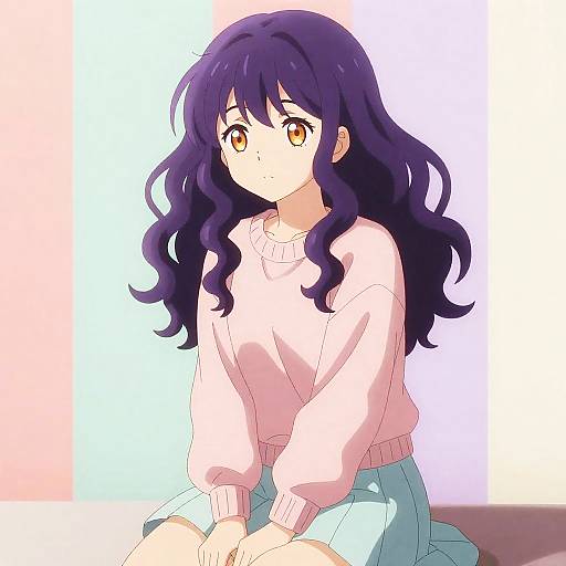 Thoughtful Girl in Pastel Anime Portrait