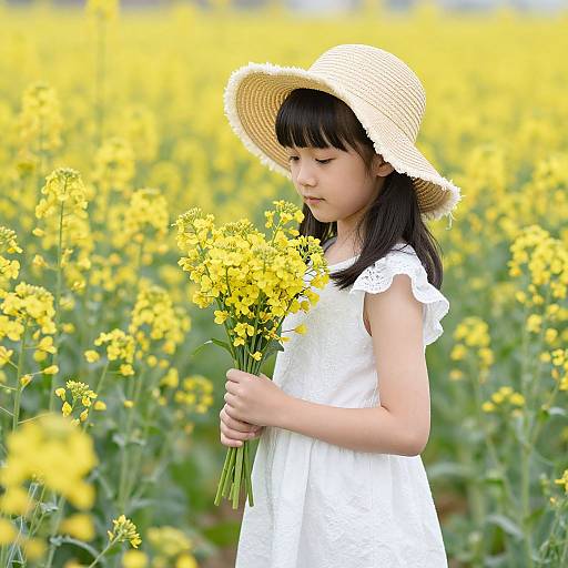 Young Woman in Rapeseed Field