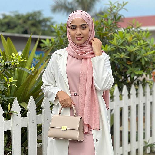 Young Woman in Pink Hijab Outdoors