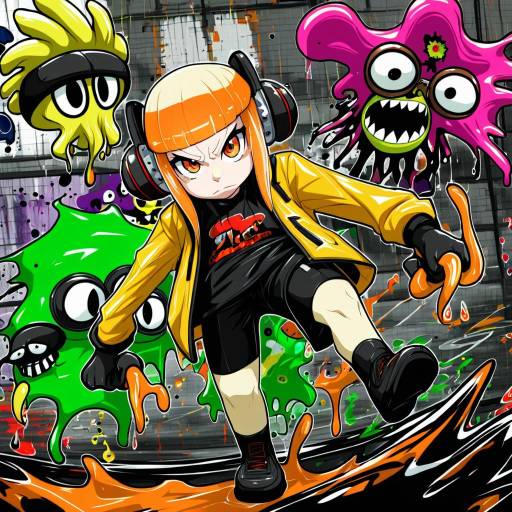 Illustration of Agent 4 (splatoon), splatoon (series) in the style of Tenken (gotannda)