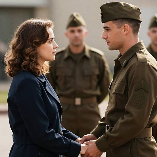 Romantic Military Portrait in Warm Lighting