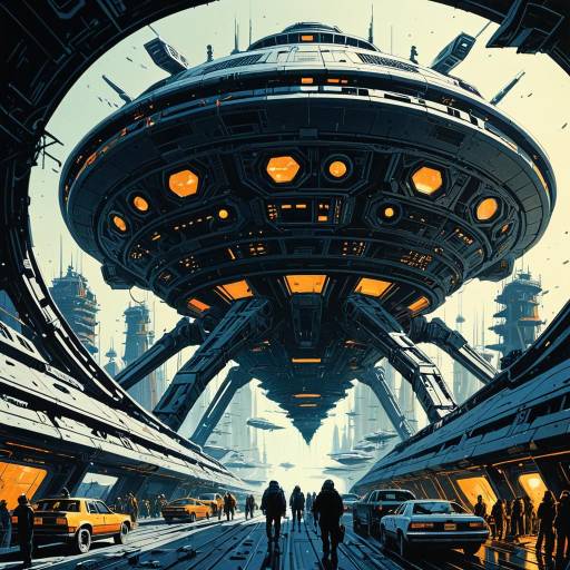 Futuristic Alien Hive with Starships