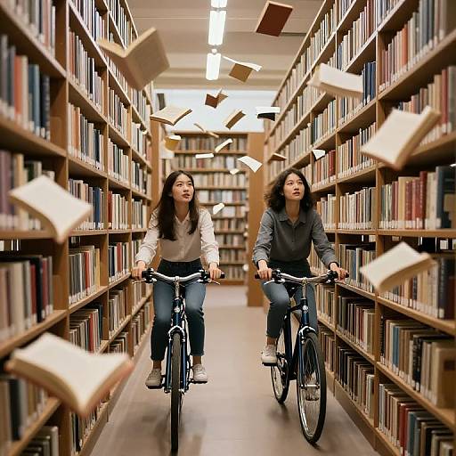 Surreal Librarians Cycling Endless Library