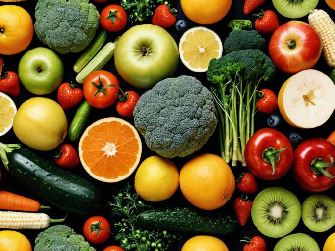 Vibrant Food Pattern Wallpaper Design