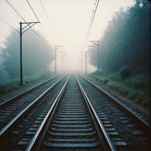 Foggy Railway Tracks in Vintage Style Foggy Railway Tracks in Vintage Style