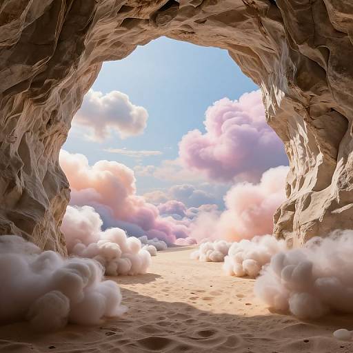 Surreal Pastel Cloud Cavern Landscape