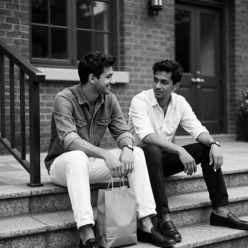 Casual Moment on Stone Steps