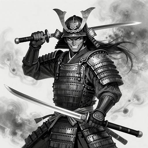 Black-and-white Samurai Illustration