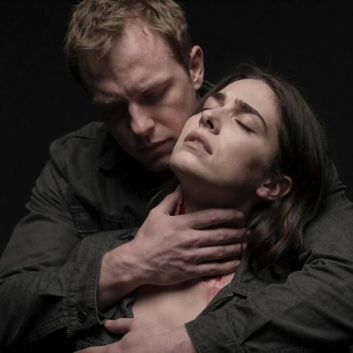 Tense Portrait of Struggle and Emotion