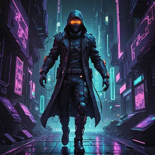Cybernetic Thief in Neon Metropolis